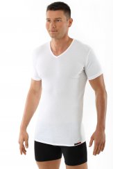 Maillot de corps blanc col v manches cou rtes 100% coton bio 