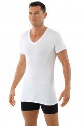Maillot de corps blanc col v manches courtes en micro modal light 