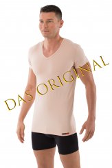 Maillot de corps invisible col v manches courtes en coton stretch 
