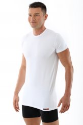 Maillot de corps blanc col rond manches courtes en coton stretch 