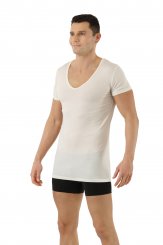 Maillot de corps fonctionnel grand col V laine mérinos-TENCEL™ Lyocell écru 