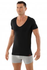 Maillot de corps invisible grand col v manches courtes en coton stretch 