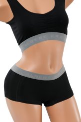 Shorty boxer femme en coton stretch noir 