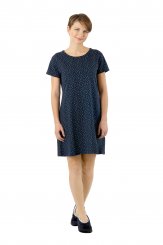 Chemise de nuit en coton stretch à manches courtes bleu marine à motif floral 