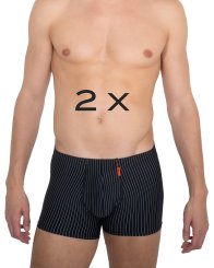 Lot de 2 boxers ajustés noirs à rayures fines en microfibre 