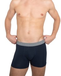 Boxer ajusté antibactérien en coton stretch bleu marine 