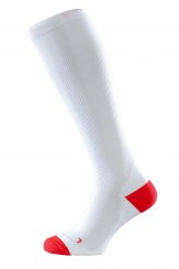 Chaussettes de sport mi bas de compression en blanc et rou ge 