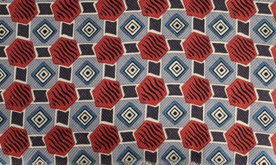 Foulard en soie Terre cuite, Bleu, Blanc - à motifs, Dessin 200054 