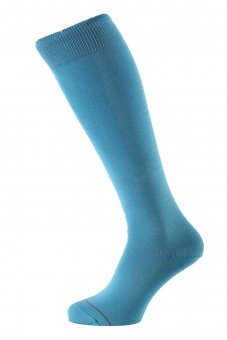 Chaussettes montantes mi bas fil d'Écosse bleu clair  