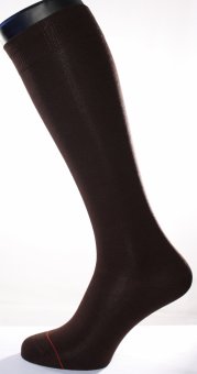 Chaussettes montantes mi bas fil d'Écosse marron 