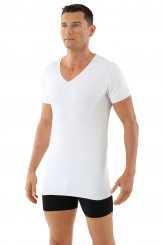 Maillot de corps sans coutures clean cut col v manches courtes en couleur blanc 