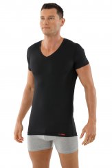 Maillot de corps noir col v manches cou rtes coton-coolmax anti transpiration 