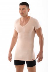 Maillot de corps invisible col v manches courtes en micro modal light 