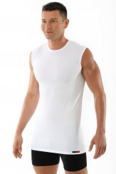 Débardeur blanc col rond en coton stretch 