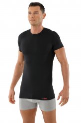 Maillot de corps noir col rond manches cou rtes coton-Polyester anti transpiration 