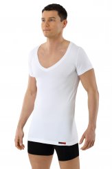 Maillot de corps blanc grand col v manches cou rtes coton-coolmax anti transpiration 