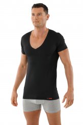 Maillot de corps invisible grand col v manches cou rtes coton-coolmax anti transpiration 