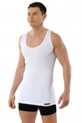 Débardeur blanc Marcel grand col en coton stretch 