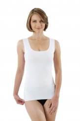 Débardeur sans coutures clean cut grand col rond en couleur blanc 